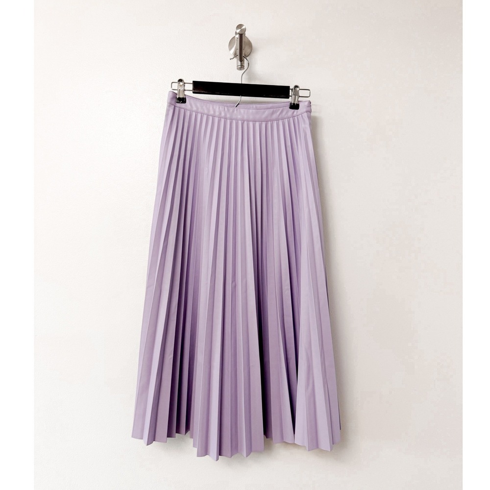 Lucy Paris Purple Pleated Vegan Leather Midi Skirt Small‎ Accordion High Rise
